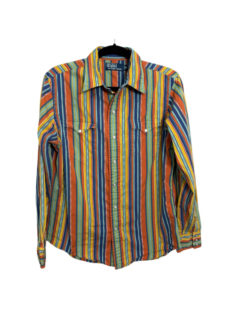 Polo Ralph Lauren Men’s Medium Western Pearl Snap Shirt Multicolor Striped Cotto